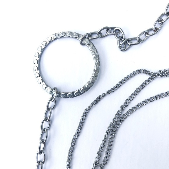 Silver Chain Necklace with Hearts and Circles - Picture 5 of 7